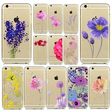 Phone Cases for Apple iPhone 6 Plus Ultra Thin 0.5mm Soft TPU Beautiful Flower Painted Mobile Phone Accessories Back Skin