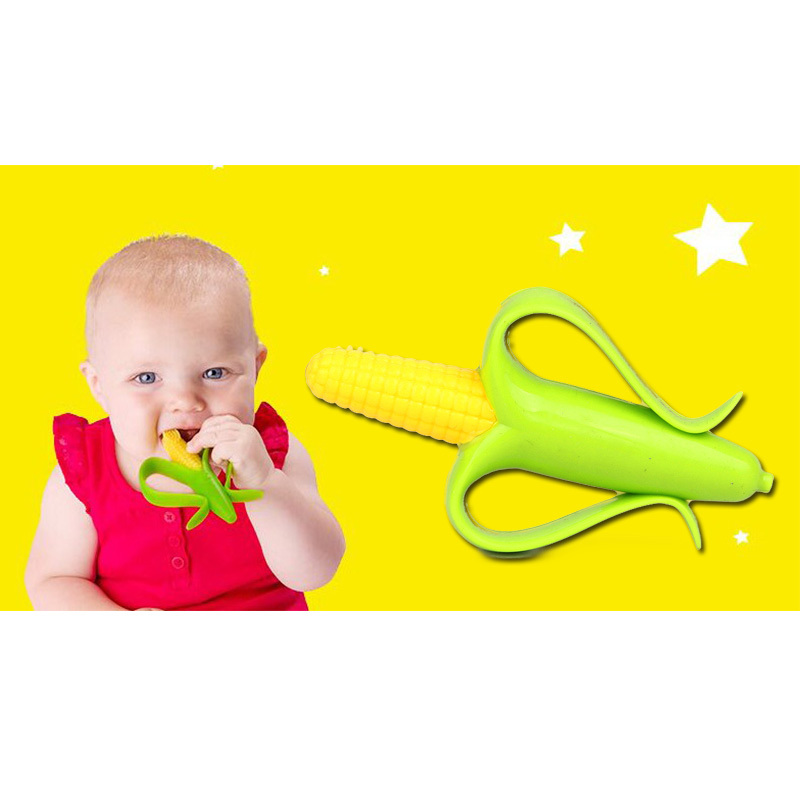 Highly Safety Environmental Friendly Baby Teether Teething Ring Corn Silicone Toothbrush Child Chews Baby Teeth Stick
