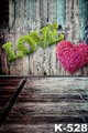 Retro Background Vinyl Digital Photography Custom 5x7ft Vintage Floor Backdrop Pink Heart Shape Flowers And Green