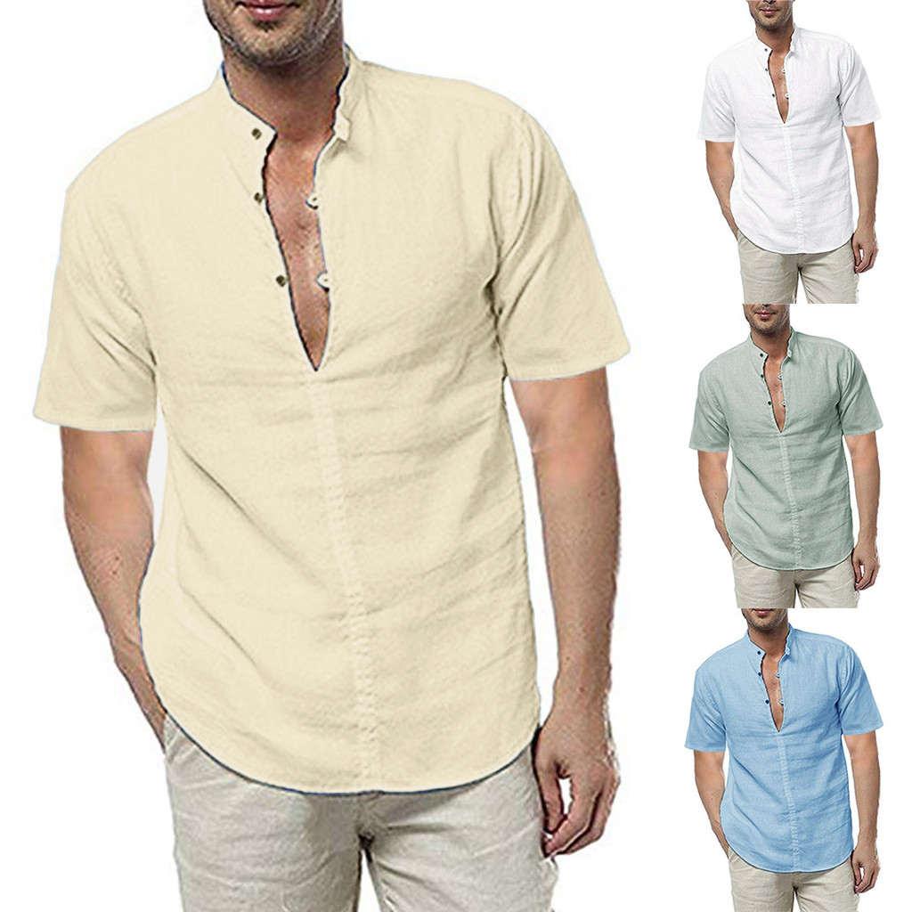 Модные льняные мужские рубашки