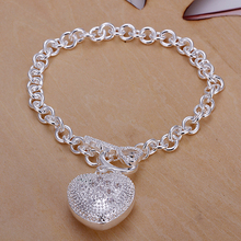 2016 New Prime Prime quality Silver Plated & Stamped 925 Jewelry Coronary coronary heart Pendant Charms With Stone Bracelet For girls/Women trendyCH062