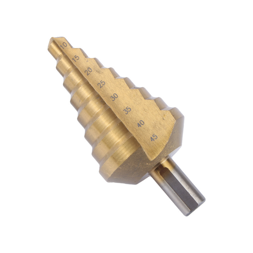 Hex Titanium Step Cone Drill Bit Hole Cutter 10-45MM HSS 4241 For Sheet Metal