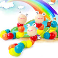 2016 Cute Insert Puzzle Kids Educational Wooden Toys Baby Children Fingers Flexible Training Science Twisting Worm
