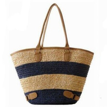 New 2015 Fashion Womens Straw Messenger Bags Summer Weave Woven Shoulder Tote Shopping Beach Bag Purse Handbag Straw Beach Bags