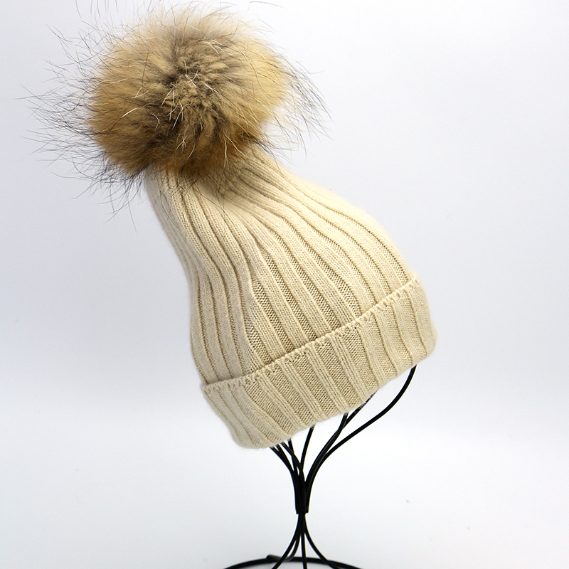 With Fur Pom Hat  Raccoon Poms hat real  Wool with Women beanie pom For fur Knitted Soft pom Beanie  Real With Fur Pom Hat  Raccoon Poms hat real  Wool with Women beanie pom For fur Knitted Soft pom Beanie  Real