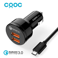 CRDC Quick Charge 3 0 Two Ports Support QC 3 0 36W USB Car Charger for