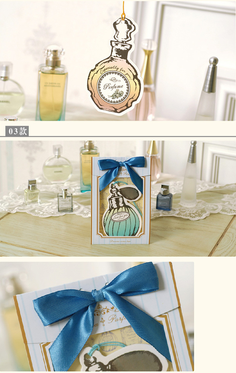 romantic pink perfume bottle gift tags with mribbon strings for wedding