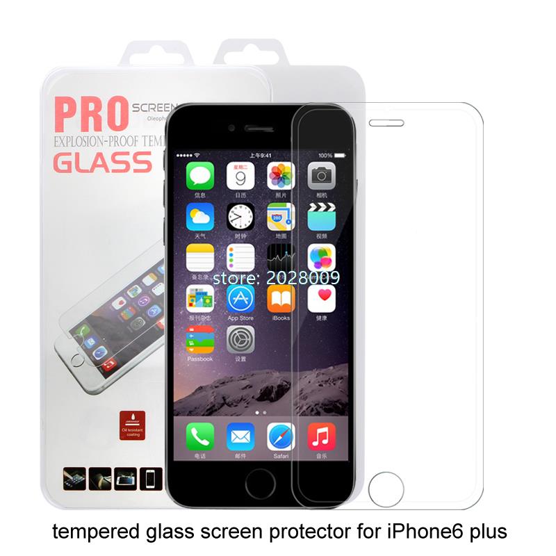 100Pcs/lot Tempered Glass Full Coverage Screen Protector for iphone 6 plus Transparent  Explosion-proof Guard film & retail box