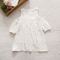 Summer hot sale baby girls fashion star printed shoulder off dress kids casual dresses 2189