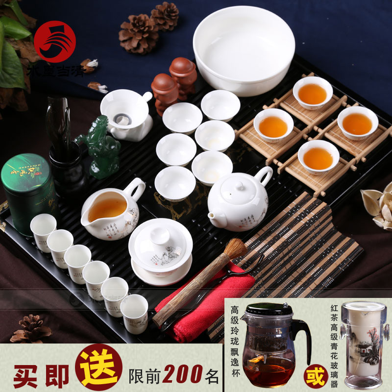 free shipping high quality Tea set calvings glaze purple ceramic cup pot home solid wood tea