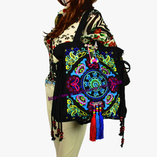 2 Usage Vintage Hmong Ethnic Thai Indian tribal Boho shoulder bag messenger tote bag handmade embroidery