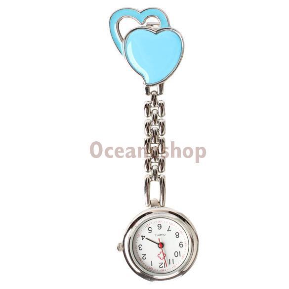 Chest Pocket Watch Nurse Table Sweet Heart Quartz with Clip Gorgeous T 3T