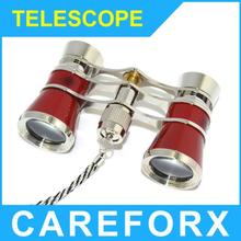 Exquisito teatro / ópera lente 3 x 25 óptica gafas Coated Binocular Telescope oro rojo negro envío gratis Dropshipping