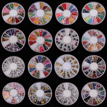 Wholesale 16 Wheels All Different Styles Flower Crystal Fruit Animals Nail Art Decoration Nail Sticker DIY 3D Tip Free Shipping