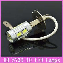 2x H3 5730 5630 SMD Car 10 LED Lamps 5W Front Headlight Styling Auto Fog Bulb Lights Packing Replace HID Xenon White