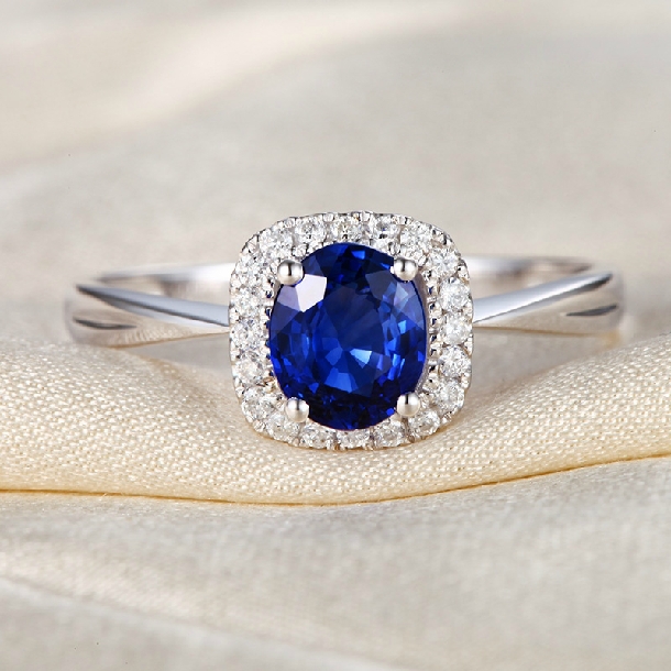 women luxurious engagement ring 0.75ct real natural Sri Lanka blue ...