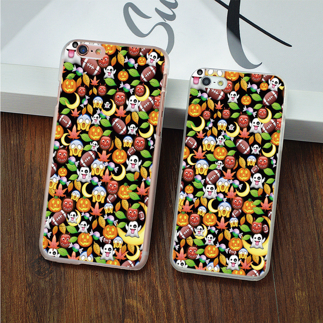 Halloween emoji hard transparent Case for iPhone 4 4s 5 5s 5c 6 6s 6 Plus 6s Plus phone cover shell