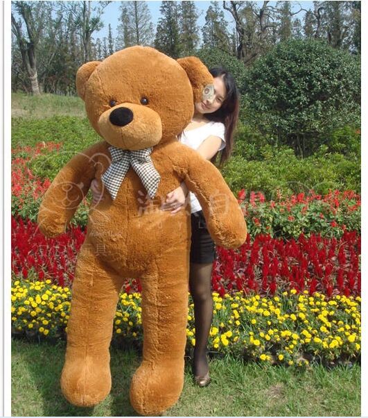 large plush dark brown teddy bear toy big eyes bow bear toy stuffed big teddy bear gift 160cm