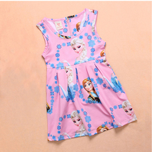 Girl Summer Cartoon Dress Cosplay Clothes Snow Queen Princess Pink Party Elsa Anna Dresses Baby Girl Costume Vestidos Toddler