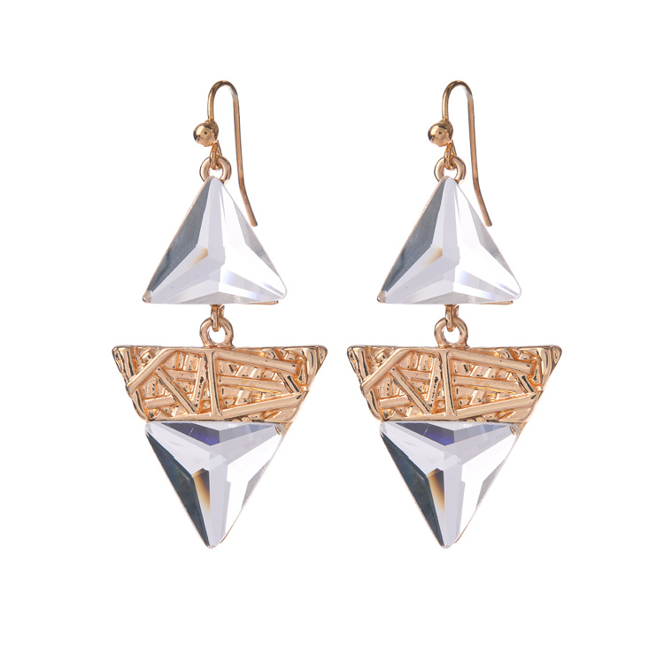  New 2015 Arrival Classic Triangle Design Crystal Rhinestone Gold Silver Plated Drop Earrings Fashion Jewelry Brincos de festa