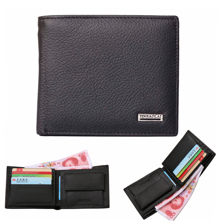 2015 vintage Men wallets genuine leather purse short casual male card holder carteira brand wallet