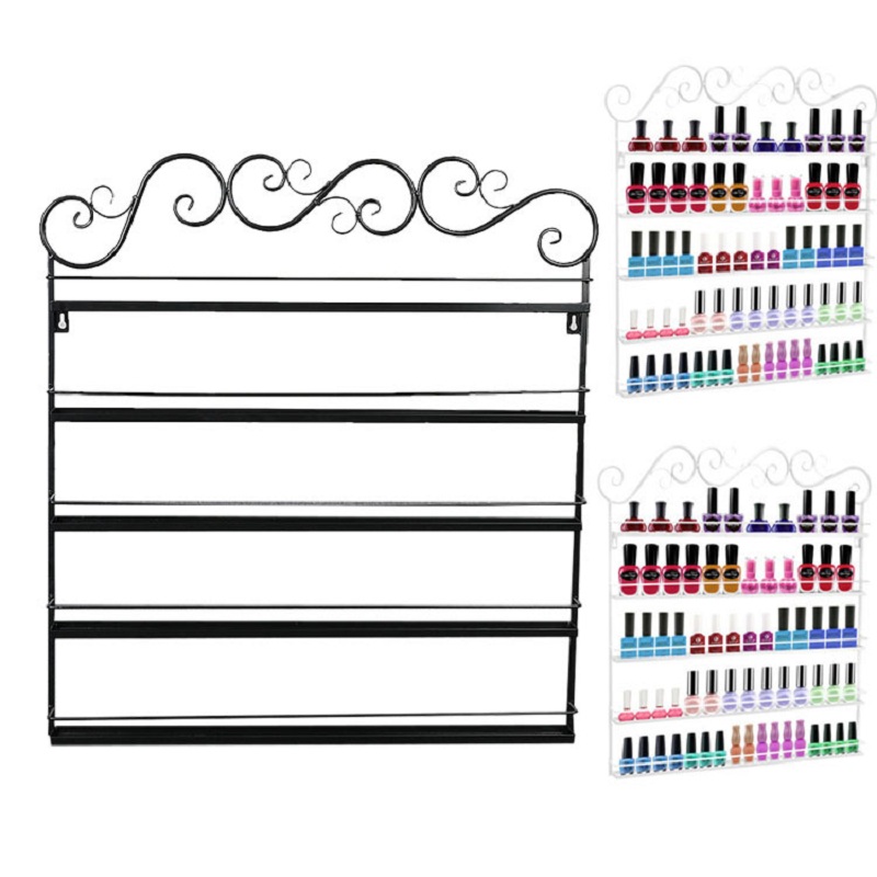 Retro Iron Nail Polish Display Stand Cosmetic Nail Shop Exhibition Shelf Makeup Organizer Storage Wall Rack