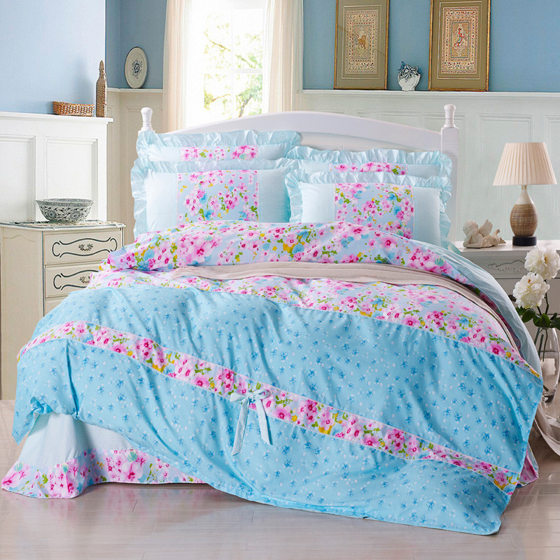 princess pastoral Home textile 4 PCS/Lot cotton 3d Bedding Sets 2015 Print Bed Set Duvet Cover Bed Sheet Pillowcase Bedding Set