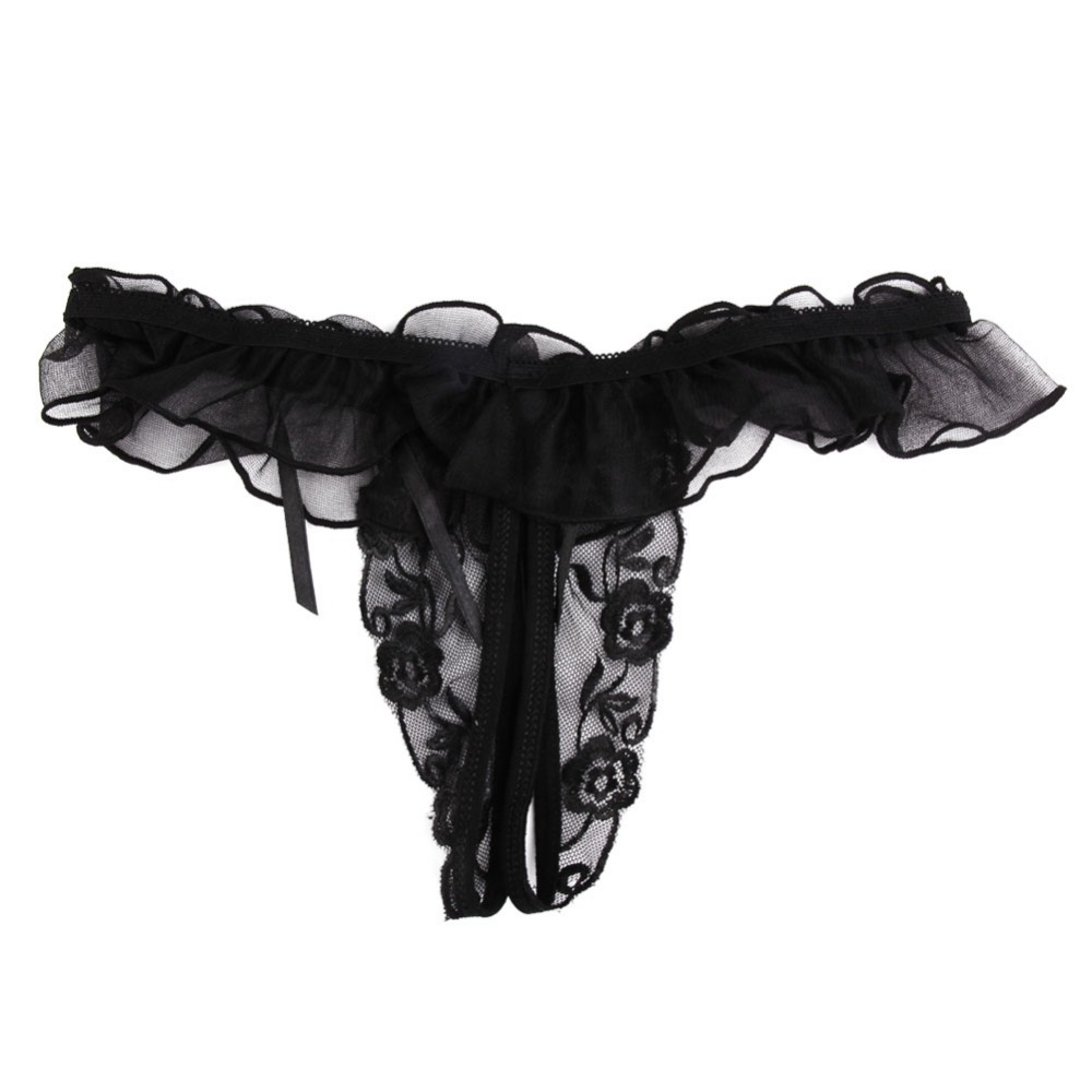 Sexy Open Crotch Thongs Black G string Women V string Mini Panties Knickers Fashion LD789