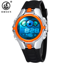 OHSEN New Digital Boys Kids Children Sport Watch Alarm Date Day Chronograph 7 Colors LED Back Light 3ATM Waterproofed Wristwatch