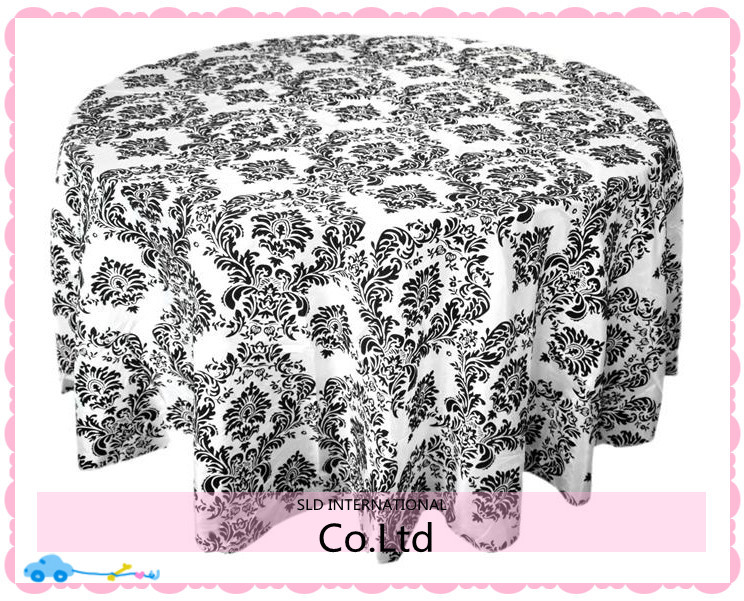 100 Brand New 70'' Round Black Color Taffeta Damask Tablecloths