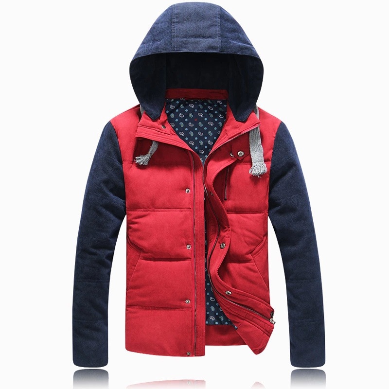 2015 New Korean Style Teen Thick Cotton Patchwork Coat Warm Winter Clothes Padded Jacket Men XXXL