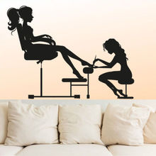 Nail Art Vinyl Wall Decal Sexy Girl Pedicure Spa Nail Hair Salon Woman Beauty Salon Nail Shop Window Glass Sticker Decoration