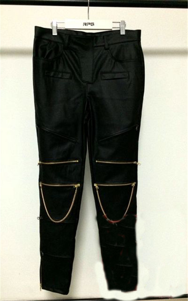 black joggers with gold zippers