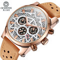 Top Luxury Watch Men Brand Chronograph Men s sports Genuine leather Quartz Wristwatch Fashion casual watches