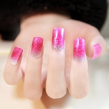 Fashion Nail Art Stickers Pink And Silver Glitter Gradient Manicure Decals Minx Fingernail Styling Nail Wraps