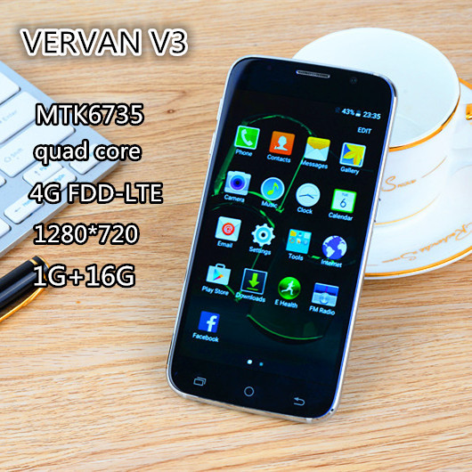 VERVAN V3 MTK6735 quad Core 4G LTE phone 1G RAM 16G ROM 5 0 Metal Frame