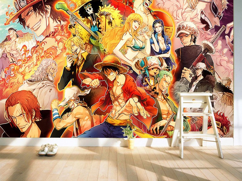 日本アニメ3d壁紙ワンピース壁壁画漫画の壁紙写真の壁紙子供の寝室のテレビの背景ルームのインテリア の壁紙 のための壁紙3d壁紙 Aliexpress
