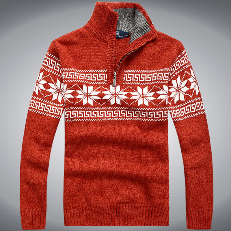 Korean autumn new classic Half zipper jacquard sweater for men fashion