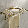 Creative Wall Mounted Single Towel Shelf Antique Brass Bathroom Bath Towel Rack with Towel Bar