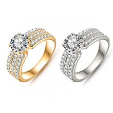 2015 New Style Women Bride Rings Real Platinum 18K Gold Plated AAA Cubic Zirconia Inlayed Rings