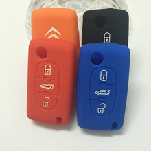 Silicone Remote Control 3d logo Car Key Case for Citroen Triunph Sega C5 C4 accessories car