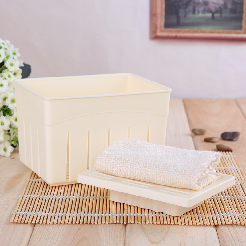 Description Picture 3 of item3Pcs Plastic Tofu Press Mould DIY Homemade Tofu Maker Pressing Mold Kit + Cheese Cloth Kitchen Tool tofu mold