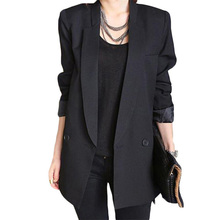2016 Spring Autumn Korean Elegant Slim Blazer Jacket Ladies Mid-long Style Blazer Basic Jacket Double Breasted Office Coat SS469