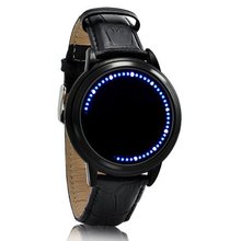 Bestcrew White and blue LED touch screen watch Fashion leather strap LED touch screen watch (blue)