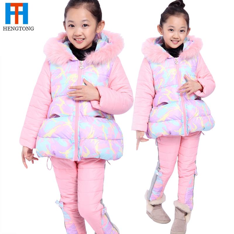 Thicken Warm Girls Clothing Set Baby Girl Clothes Flower Printing Baby Girl Sport Suit Girl Kids Winter Christmas Clothing Sets