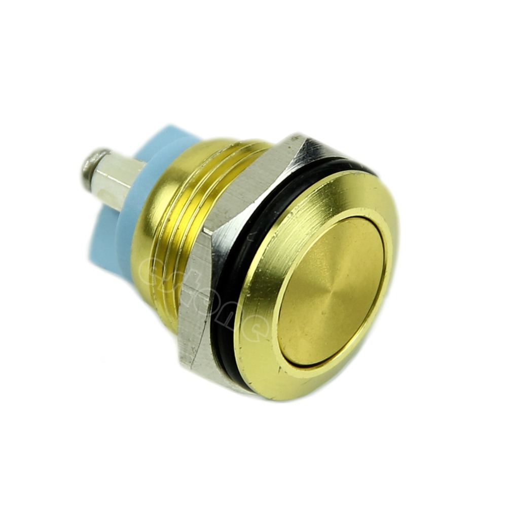 J34 Free Shipping 16mm Start Horn Button Momentary Stainless Steel Metal Push Button Switch Yellow