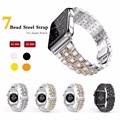 7 Bead 316L Stainless Steel Metal Watch Band for Apple Watch Bracelet Strap Black Silver Gold