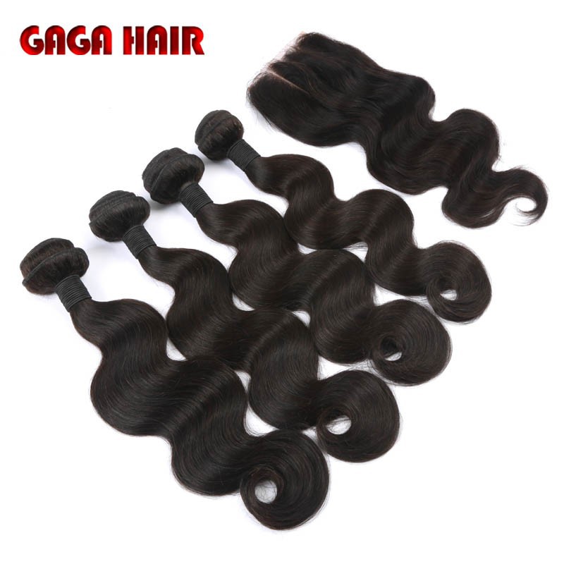 4Pcs Peruvian Virgin Hair Body Wave Hair Extension With 3 Way Part Lace Closure Bleached Knots Brazilian Human Hair Weave 5pcs (4)
