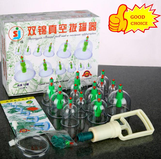 12 cups Chinese Medical Vacuum Body massager magnetic Acupunture Vacuum Cupping Set Portable Massage Therapy tens