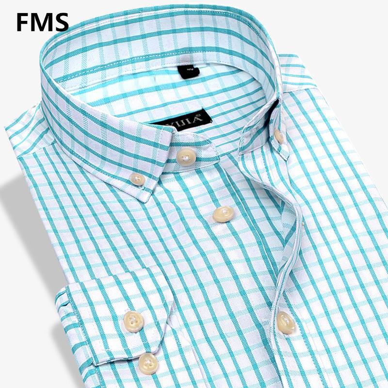 Classic Plaid Shirt 100% Cotton Oxford Men Casual Shirts Long Sleeve Men Shirt Fashion Formal Male Dress Shirt 4XL High Quality